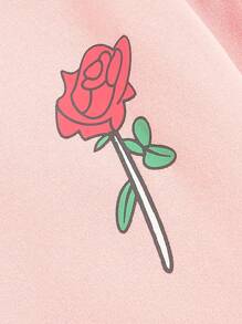 Manfinity Hypemode Men Flower And Letter Graphic Kangaroo Pocket Drawstring Hoodie - Baby Pink - View 4