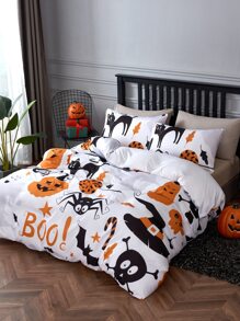 Ensemble de housse de couette (sans bourre) halloween à imprimé citrouille et animal