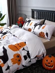 Ensemble de housse de couette (sans bourre) halloween à imprimé citrouille et animal