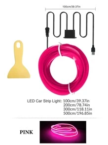 1pc 1/2/3/5M Car LED Strip Light - Pink - View 6