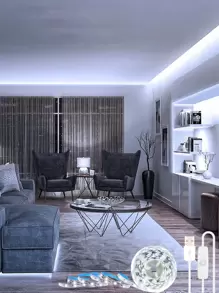 1pc 60/120/180 Led 1/2/3m LED Strip Light, Background Decorative Light For Home Decor - White - View 1