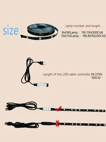 1 pieza 3m/5m 90/150 Led tira de luz Rgb inteligente con Control de 3 botones para decoración de dormitorio, habitación y fiesta - Multicolor - Ver 4