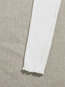 SHEIN EZwear Lettuce Trim Knot Front Rib-knit Tee