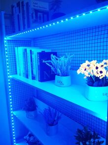 1 pieza 3m/5m 90/150 Led tira de luz Rgb inteligente con Control de 3 botones para decoración de dormitorio, habitación y fiesta - Multicolor - Ver 5