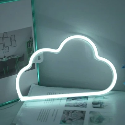 1 件 LED 云形霓虹灯，带挂钩可挂在墙上，USB 和电池供电云形设计霓虹灯，适用于桌面装饰、卧室装饰、婴儿房墙壁装饰、婚礼派对装饰、学生宿舍装饰、游戏室装饰、送给朋友的生日礼物、圣诞节礼物