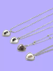 ROMWE Kawaii Dây chuyền mặt trái tim 4 chiếc - Nhiều màu - Xem 2
