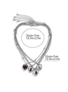ROMWE Kawaii Dây chuyền mặt trái tim 4 chiếc - Nhiều màu - Xem 4