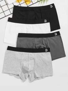 Manfinity Underwear&Sleepwear Basics 4入組字母圖案平角內褲 - 彩色 - 查看 5