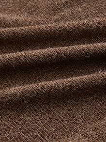 SHEIN ICON Grunge Borg Collar Flounce Sleeve Ruffle Trim Knot Front Coat - Mocha Brown - View 3