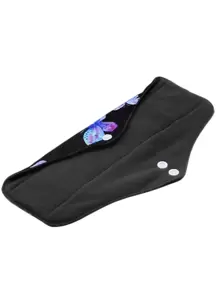 1入組蝴蝶樣式布製月經墊 - 黑色 - 查看 2