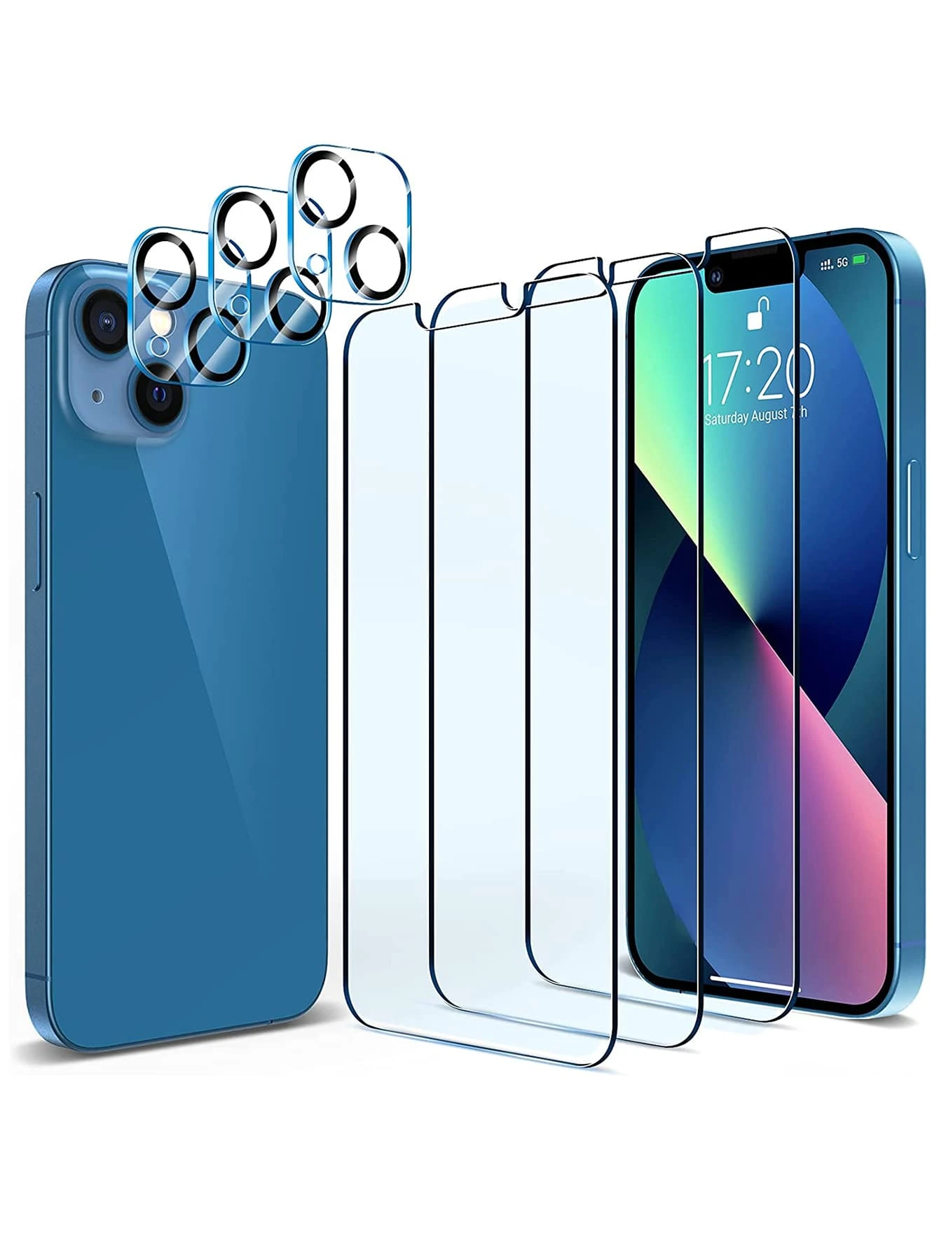 3 miếng dán cường lực bảo vệ màn hình HD & 3 miếng bảo vệ ống kính tương thích với iPhone 15/15Pro/15Plus/15Promax - Trong sáng - Xem 1