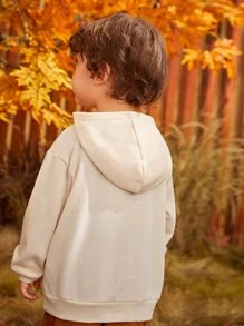 SHEIN Áo nỉ thêu hình động vật dành cho bé trai - Màu be - Xem 5