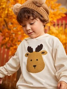 SHEIN Áo nỉ thêu hình động vật dành cho bé trai - Màu be - Xem 10