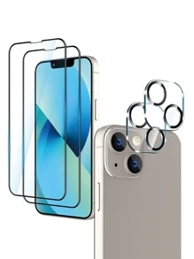 2入組螢幕保護鋼化膜和2入組鏡頭保護適用於iphone - 黑色 - 查看 1