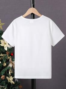 Boys Christmas Hat And Slogan Graphic Tee