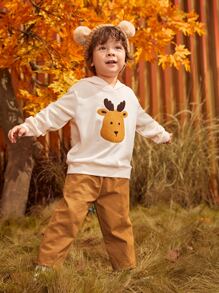 SHEIN 小男童彈性腰帶斜口袋長褲 - 薑色 - 查看 11