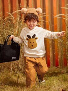 SHEIN 小男童彈性腰帶斜口袋長褲 - 薑色 - 查看 12