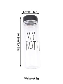 1pc Slogan Graphic Water Bottle - Clear - View 3