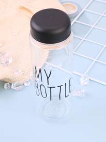 1pc Slogan Graphic Water Bottle - Clear - View 4