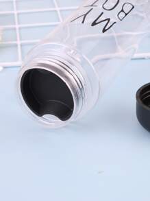 1pc Slogan Graphic Water Bottle - Clear - View 5