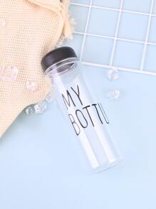 1pc Slogan Graphic Water Bottle - Clear - View 6