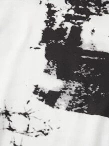 Manfinity Men Graphic Print Drop Shoulder Sweatshirt - Black and White - View 4