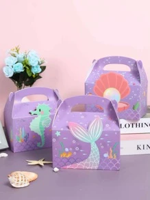 6pcs Purple Mermaid Gift Box, Mermaid Theme Birthday Party Gift Wrapping Supplies Wrapping Box, Kitchen Packaging Supplies Packaging Box, Wedding Party Gift, Party Favor, Birthday Gift, Birthday Decor, Home Decor, Mermaid Decor, Babe Shower Decor Back To School Valentine Day