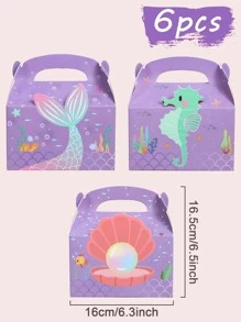 6pcs Purple Mermaid Gift Box, Mermaid Theme Birthday Party Gift Wrapping Supplies Wrapping Box, Kitchen Packaging Supplies Packaging Box, Wedding Party Gift, Party Favor, Birthday Gift, Birthday Decor, Home Decor, Mermaid Decor, Babe Shower Decor Back To School Valentine Day