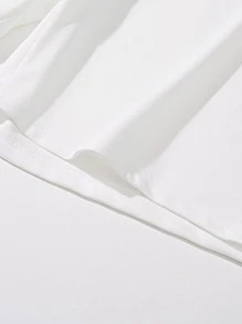 Prep Guys Letter Graphic Drawstring Waist Shorts - White - View 4