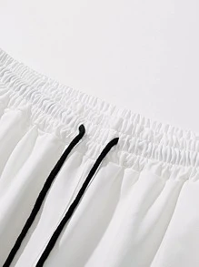 Prep Guys Letter Graphic Drawstring Waist Shorts - White - View 3