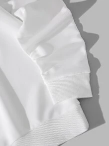 ROMWE MEN Anime Guys Floral & Skull Graphic Drawstring Hoodie - White - View 4