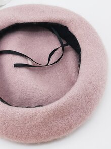 羊毛混紡水果裝飾貝雷帽 - 藕粉色 - 查看 4