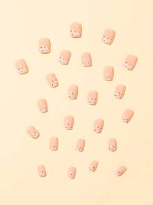 24pcs Graphic Fake Nail & 1sheet Tape & 1pc Nail File - Multicolor - View 3