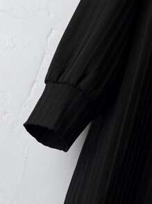 Girls 1pc Ribbed Knit Open Front Coat - Black - View 3