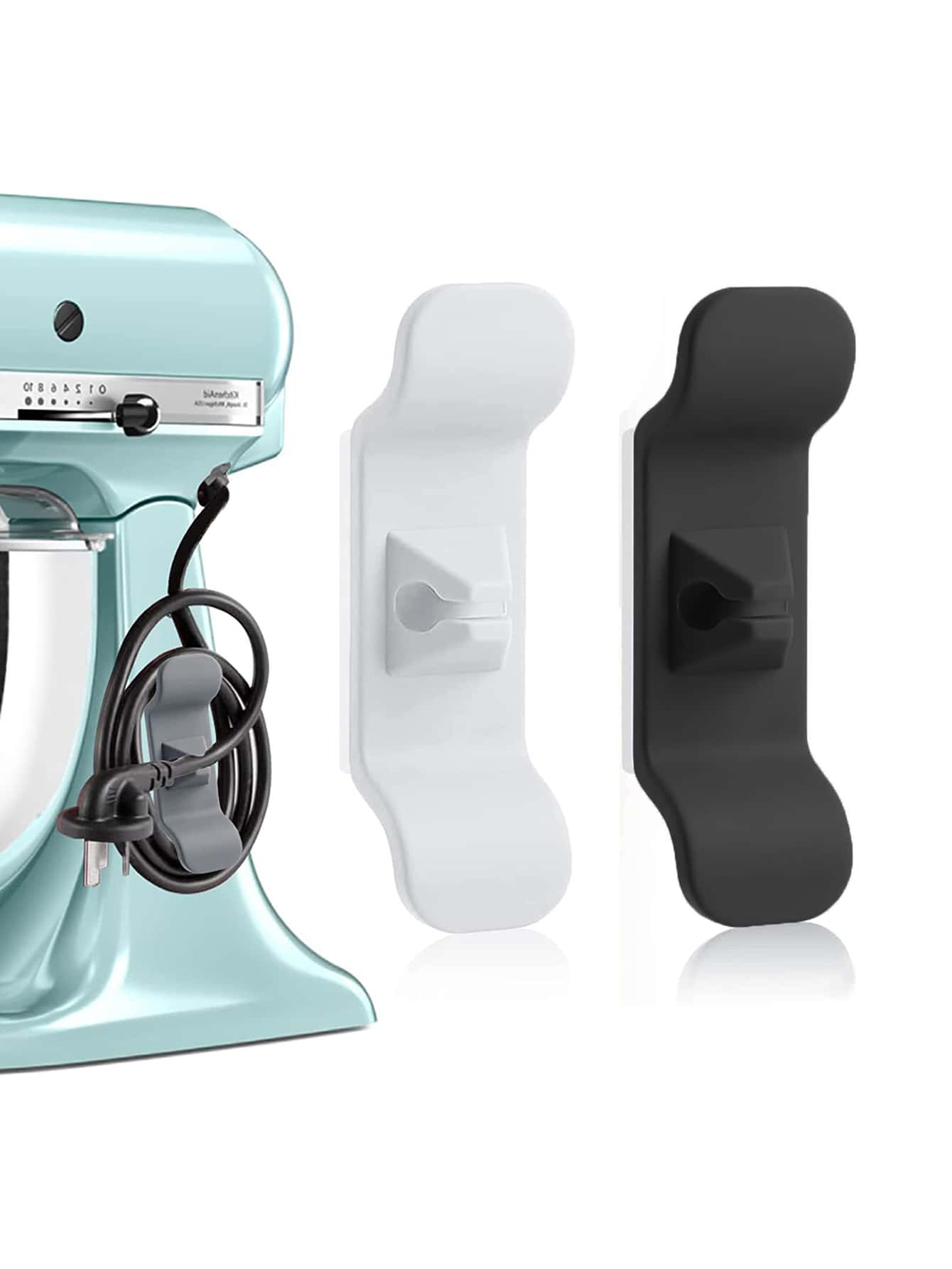 2pcs Wire Storage Hook, Simple Plastic Wire Holder Hook For Household - Black and White - View 1