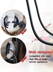 2pcs Wire Storage Hook, Simple Plastic Wire Holder Hook For Household - Black and White - View 4