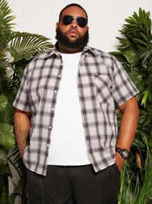 Manfinity Men Plus Plaid Patched Pocket Shirt - Multicolor - View 1