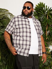 Manfinity Men Plus Plaid Patched Pocket Shirt - Multicolor - View 3