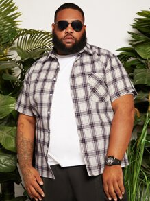 Manfinity Men Plus Plaid Patched Pocket Shirt - Multicolor - View 5