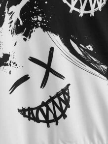 SHEIN Leap Crew 男童卡通图案双色卫衣，休闲长袖套头衫，秋冬季理想之选 - 黑與白 - 查看 4