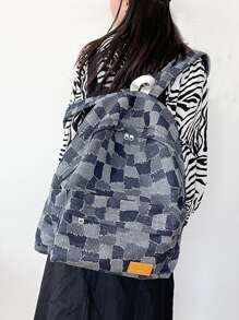 撞色字母貼飾經典背包 - 彩色 - 查看 1