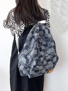 撞色字母貼飾經典背包 - 彩色 - 查看 2