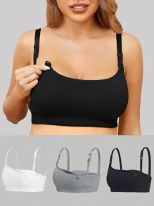 SHEIN Maternity 3pack Solid Bralet - Multicolor - View 1