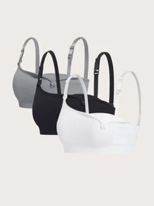 SHEIN Maternity 3pack Solid Bralet - Multicolor - View 7