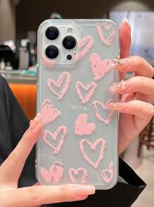 愛心圖案透明手機殼 - 彩色 - 查看 1