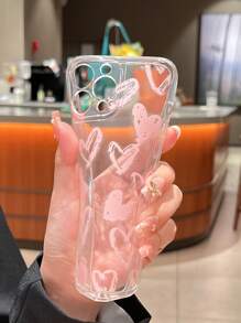愛心圖案透明手機殼 - 彩色 - 查看 3