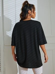 SHEIN Unity Áo thun nữ Lễ Các Thánh Lá thư Giải trí - màu đen - Xem 2