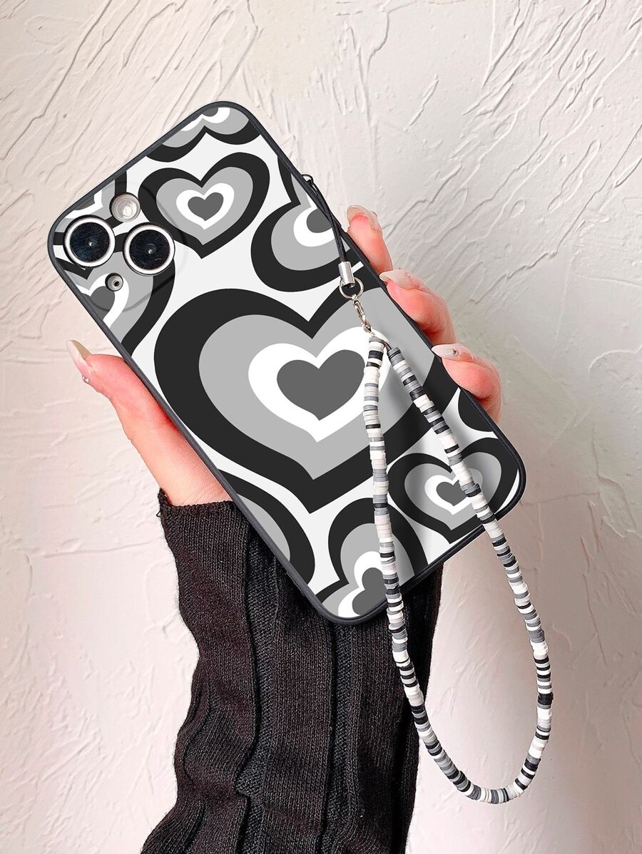 多層愛心圖案手機外殼附帶繩子 - 彩色 - 查看 1