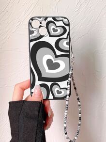 多層愛心圖案手機外殼附帶繩子 - 彩色 - 查看 3