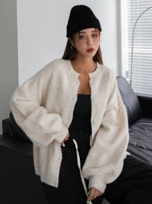 DAZY Solid Drop Shoulder Cardigan,Long Sleeve Tops,Fall Clothes Jacket